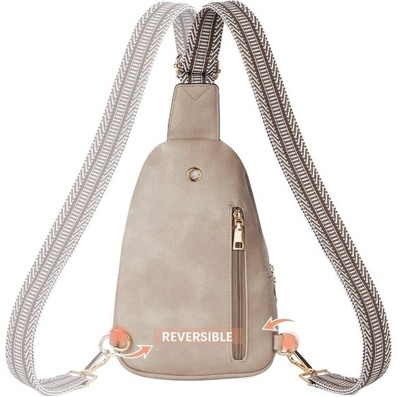 Women Grey Imported PU Leather Small Crossbody Chest Sling Fanny Travel Bag - Picture 8 of 8